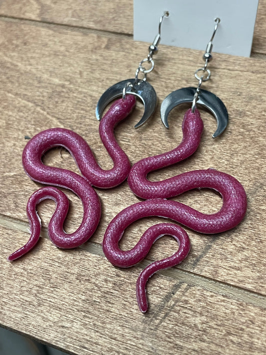 Ophidia Earrings - Magenta Clay